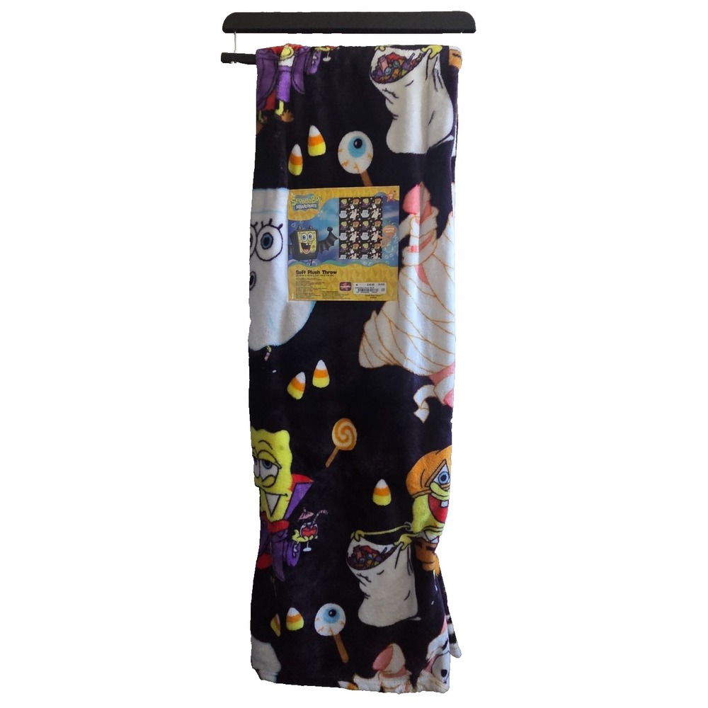 SpongeBob SquarePants Halloween Throw Blanket 50x70 Plush Vampire Mummy Ghost